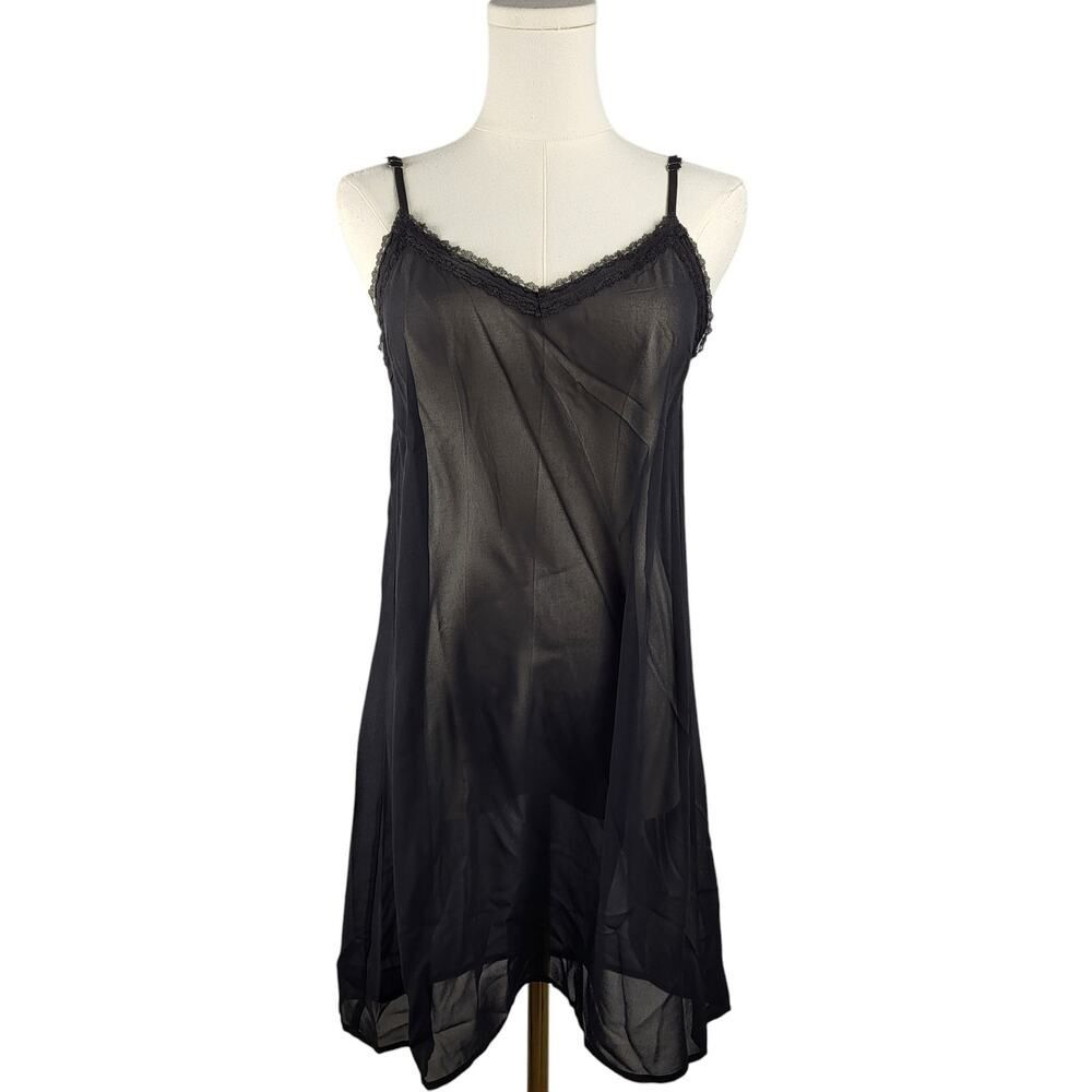 Black Sheer Slip or Dress Size estimate Small Lace Trim & Adjustable Straps Sexy
